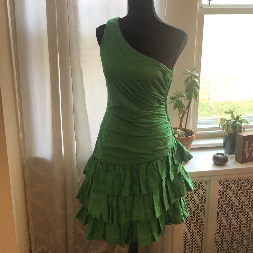 Off the shoulder green dress